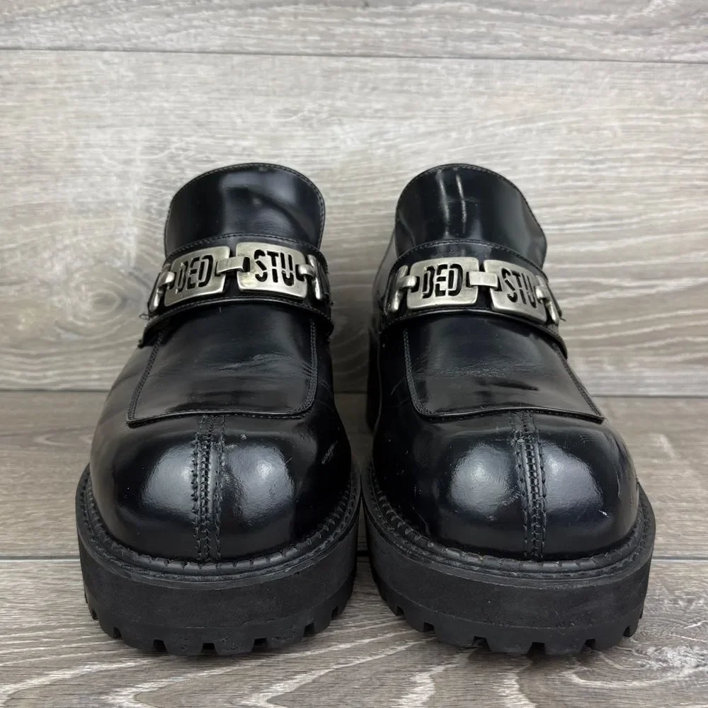 Bed Stu Black Patent Leather Women’s Sz 12 Chunky Y2K Grunge Oxford Loafers